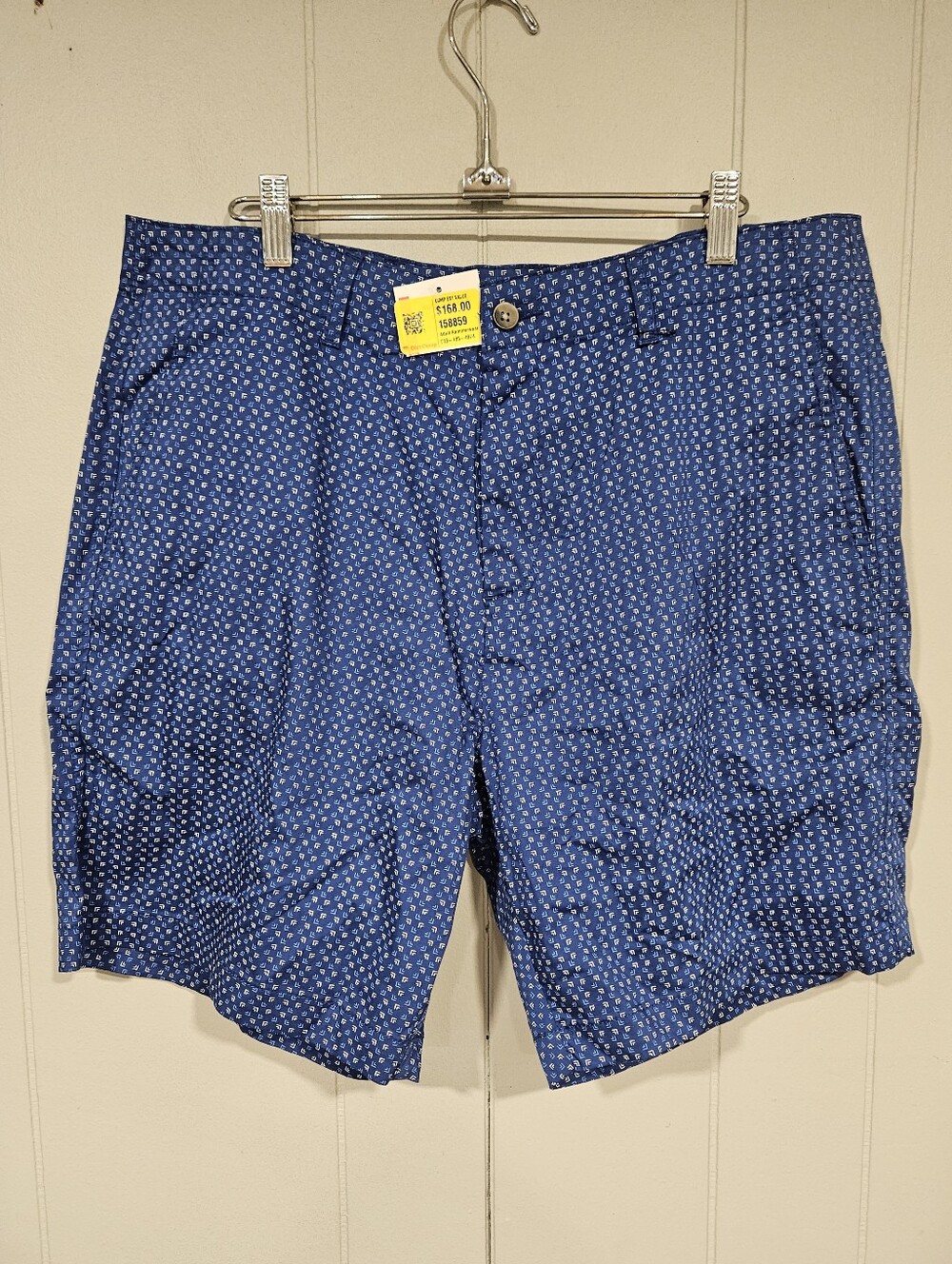 Slate & Stone Mens W34 8" Inseam Blue Casual Golf Shorts Geometric Pattern NWOT